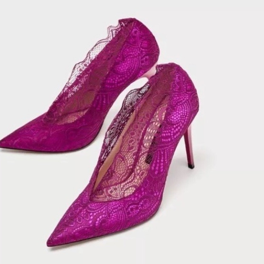 Zara Women's Magenta Lace Heels 🔥